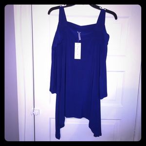 Blue off the shoulder shirt